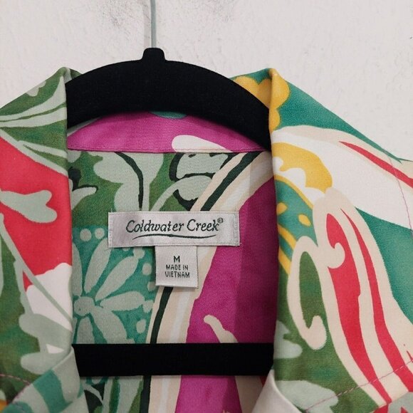 Coldwater Creek Blazer Button Front Jacket Size M Floral Colorful Artsy Retro - Picture 2 of 11